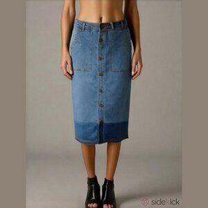 Y  Sing Denim Jean Midi Skirt with Button Closure Size Small